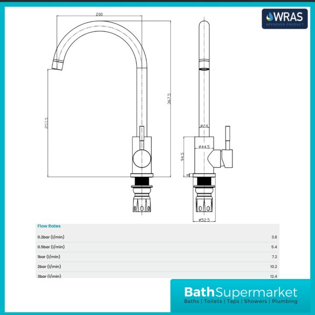 Sognare Manhattan Brushed Stainless Steel Single Lever Swivel Spout Kitchen Mixer Tap
