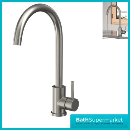Sognare Manhattan Brushed Stainless Steel Single Lever Swivel Spout Kitchen Mixer Tap