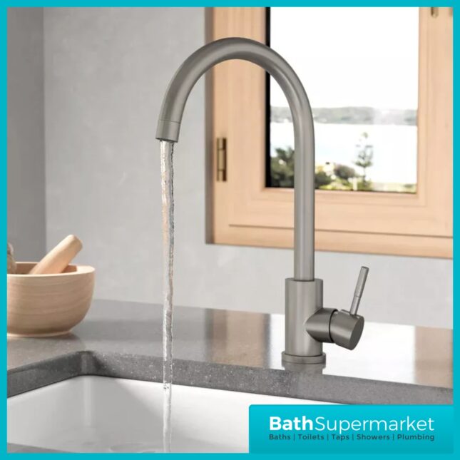 Sognare Manhattan Brushed Stainless Steel Single Lever Swivel Spout Kitchen Mixer Tap