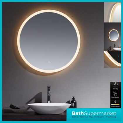 Kartell Burleigh Round LED Touch Sensor Demister Bathroom Mirror 600mm Circular