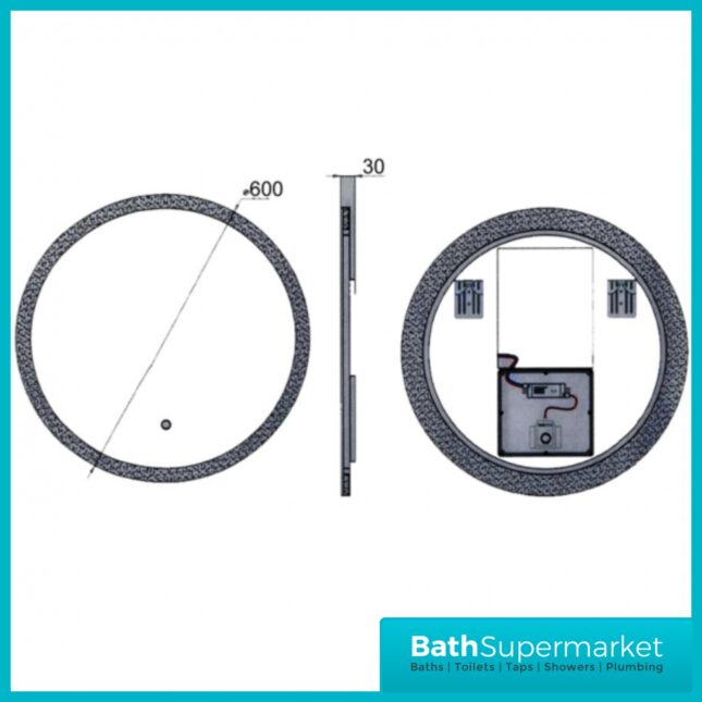 Kartell Burleigh Round LED Touch Sensor Demister Bathroom Mirror 600mm Circular