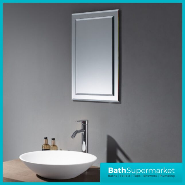 Kartell Bibury Traditional Bevelled Edge Slimline Bathroom Mirror 400mm x 600mm
