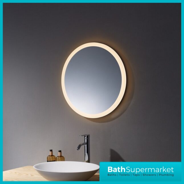 Kartell Burleigh Round LED Touch Sensor Demister Bathroom Mirror 600mm Circular