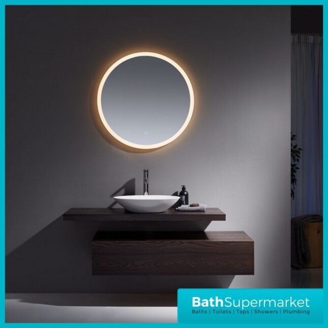 Kartell Burleigh Round LED Touch Sensor Demister Bathroom Mirror 600mm Circular