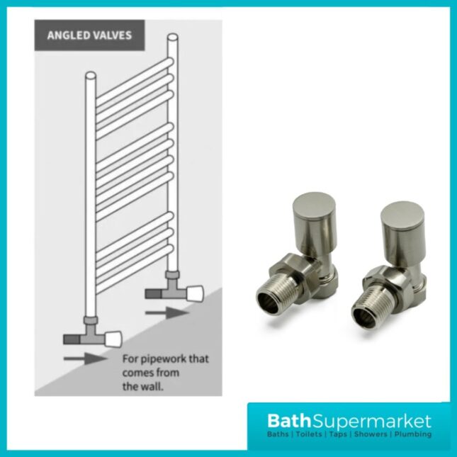 Reina Portland Angled Radiator Valves Pair Brushed