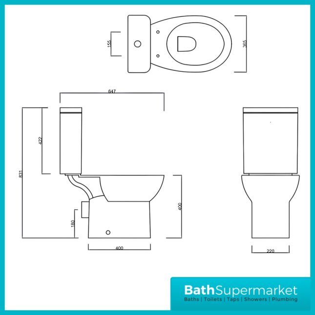 AquaVolere Trade Round Toilet-To-Go Close-Coupled Rimless Dual-Flush 6Ltr Toilet