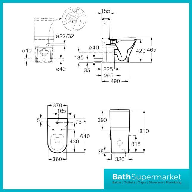 Roca Gap D-Trit Round WC Rimless Toilet With Integrated Sanitary Disposal