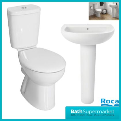 Roca Havana 4 Piece Ceramic Toilet Pan WC & Full Pedestal Basin Bathroom Suite Set