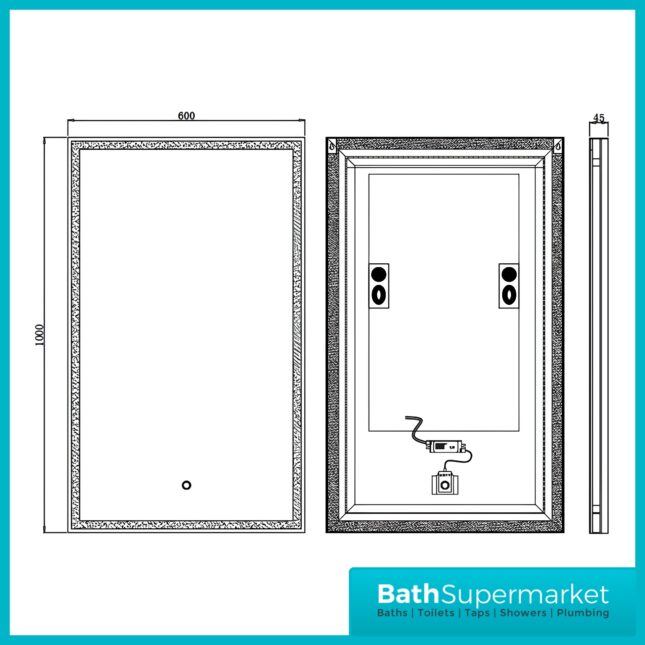 Kartell Winchcombe Brushed Brass Smart Bluetooth LED Demister Mirror 600 x 1000mm