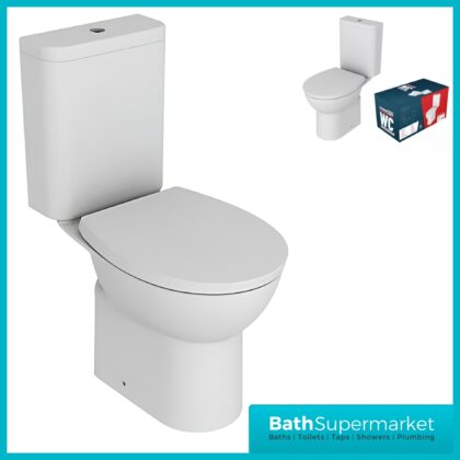 AquaVolere Trade Round Toilet-To-Go Close-Coupled Rimless Dual-Flush 6Ltr Toilet