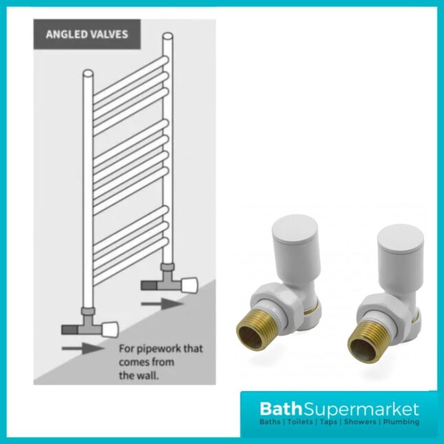 Reina Portland Angled Radiator Valves Pair White