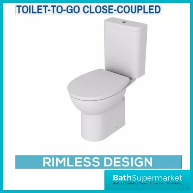 AquaVolere Trade Round Toilet-To-Go Close-Coupled Rimless Dual-Flush 6Ltr Toilet