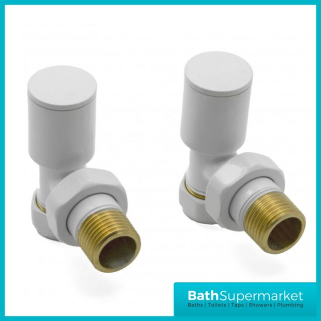 Reina Portland Angled Radiator Valves Pair White