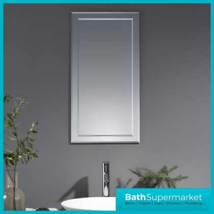 Kartell Bibury Traditional Bevelled Edge Slimline Bathroom Mirror 420mm x 800mm