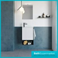 Roca Mini Pro Gloss White Compact Wall Hung Cloakroom Basin & Base Unit 465mm