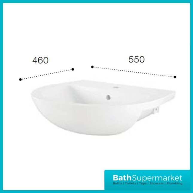 Roca Havana Round 1 Tap Hole Semi Recessed Basin 550mm