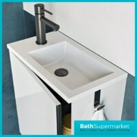 Roca Mini Pro Gloss White Compact Wall Hung Cloakroom Basin & Base Unit 465mm