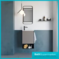 Roca Mini Pro Concrete Grey Compact Wall Hung Cloakroom Basin & Base Unit 465mm