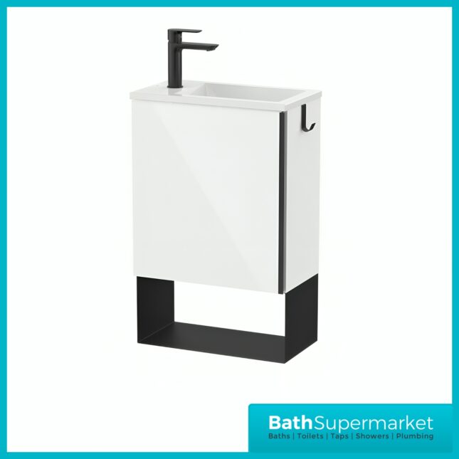 Roca Mini Pro Gloss White Wall Hung Cloakroom Basin & Base Unit 465mm