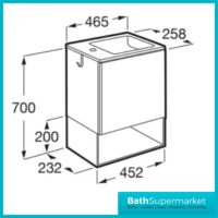 Roca Mini Pro Concrete Grey Compact Wall Hung Cloakroom Basin & Base Unit 465mm