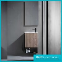 Roca Mini Pro Western Oak Compact Wall Hung Cloakroom Basin & Base Unit 465mm