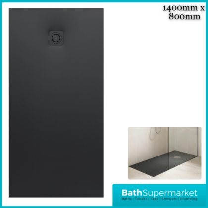 Roca Terran-N Superslim Stonex Black Rectangular Shower Tray - Various Sizes