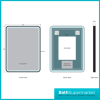 Kartell Nero Square Black LED Touch Sensor Demister Bathroom Mirror 500mm x 700mm