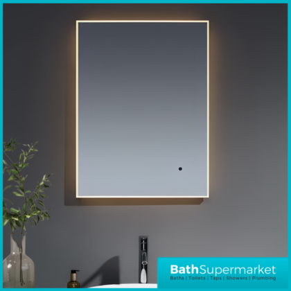 Kartell Kingham Square Black LED Touch Sensor Demister Bathroom Mirror 500mm x 700mm