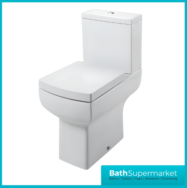 Denza Daisy Lou Close Coupled Comfort Height WC Toilet Pan With Soft Close Seat