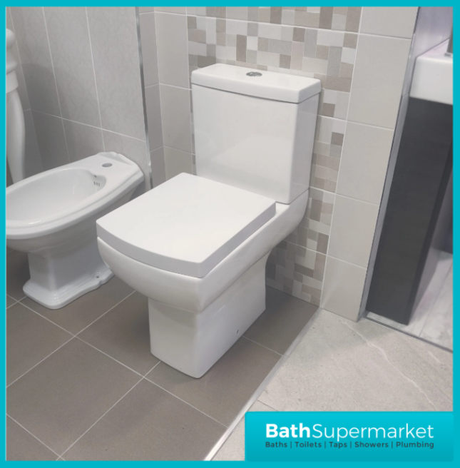 Denza Daisy Lou Close Coupled Comfort Height WC Toilet Pan With Soft Close Seat