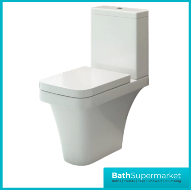 Rivelin Close Coupled Comfort Height WC Toilet Pan With Soft Close Seat