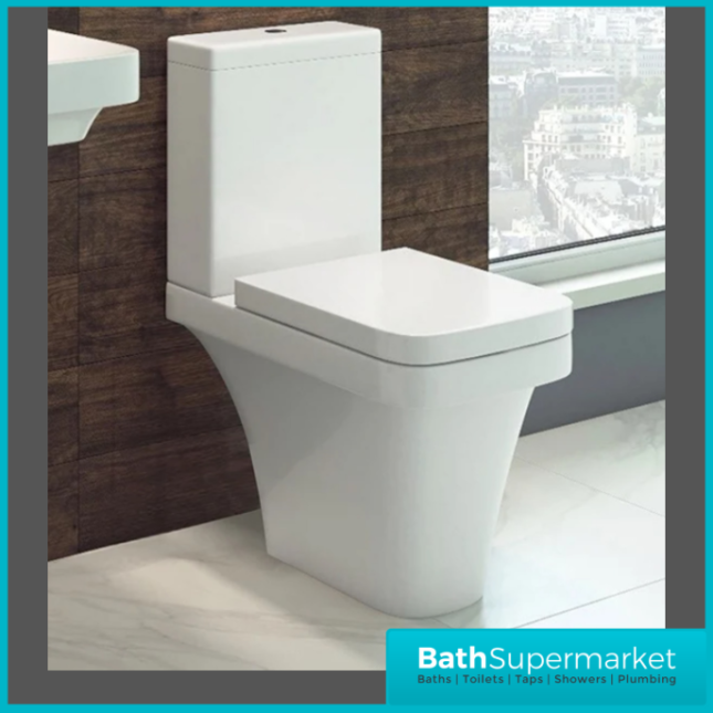 Rivelin Close Coupled Comfort Height WC Toilet Pan With Soft Close Seat