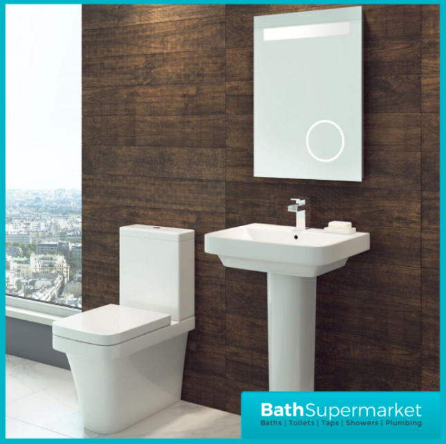 Rivelin Close Coupled Comfort Height WC Toilet Pan With Soft Close Seat
