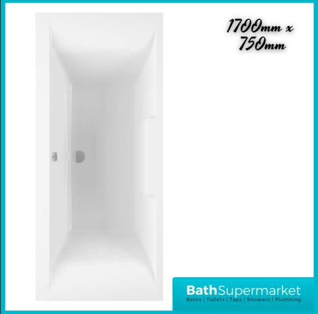 AquaVolere Haven Deluxe Square Double Ended Bath – 1700x750x550mm 0TH with Legs