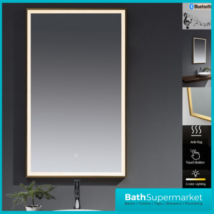 Kartell Winchcombe Brushed Brass Smart Bluetooth LED Demister Mirror 600 x 1000mm