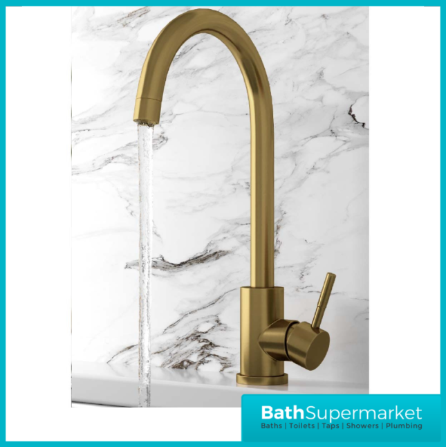 Sognare Manhattan Brushed Brass Single Lever Swivel Spout Mono Kitchen Mixer Tap