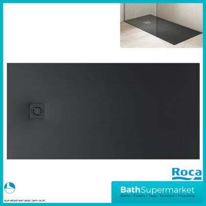 Roca Terran-N Superslim Stonex Black Rectangular Shower Tray - Various Sizes