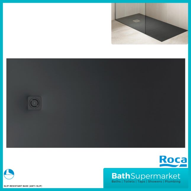 Roca Terran-N Superslim Stonex Black Rectangular Shower Tray - Various Sizes