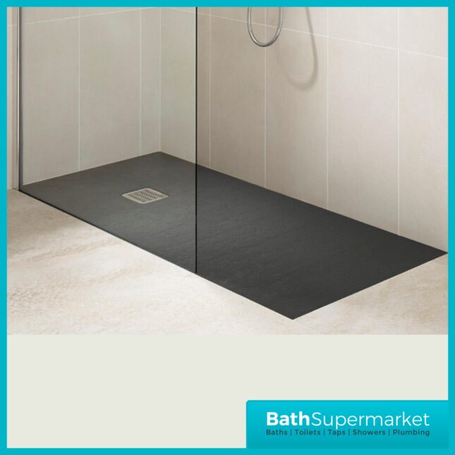 Roca Terran-N Superslim Stonex Black Rectangular Shower Tray - Various Sizes