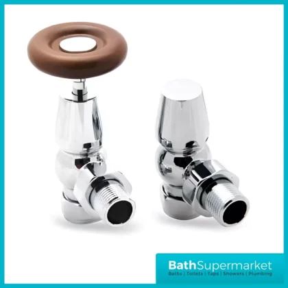 Reina Surrey Angled Radiator Valves Pair Round Chrome