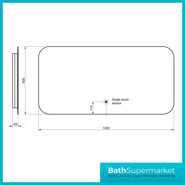 Sognare Aura Touch Sensor Illuminated LED Mirror With Demister 600mm x 1200mm