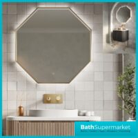 Sognare Passa Octagonal Brushed Brass LED Demister Mirror 600mm x 600mm