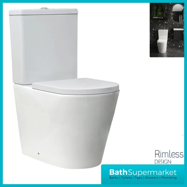 Scudo Linea Rimless Close-Coupled Back To Wall Toilet With Soft-Close Seat