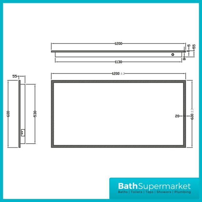 Sognare Mosca LED Mirror With Demister & Shaver Socket 1200mm x 600mm