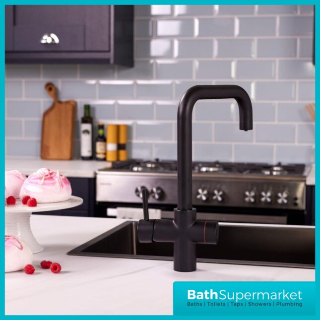 Sognare Impromta Black Square Fingerprint Biometric 3in1 Instant Hot Water Tap Kit