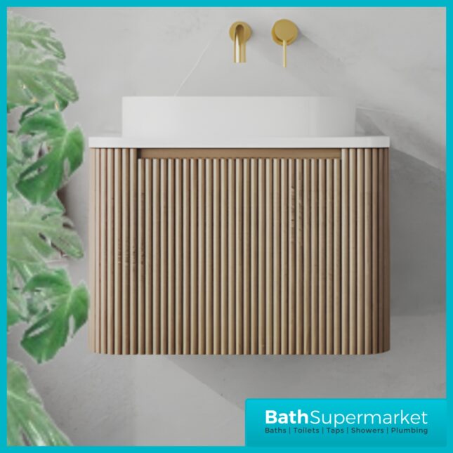 Sognare Linea Curve Fluted Oak Wall-Hung Vanity Unit & Countertop Basin 600mm