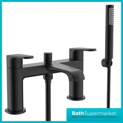 Sognare Montana Matte Black Deck Mounted Bath Shower Mixer Tap Handset Kit