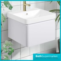 AquaVolere Luna Matt Black Wall Hung 1 Drawer Basin Unit 500mm