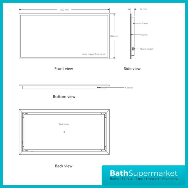 Sognare Mosca LED Mirror With Demister & Shaver Socket 1200mm x 600mm