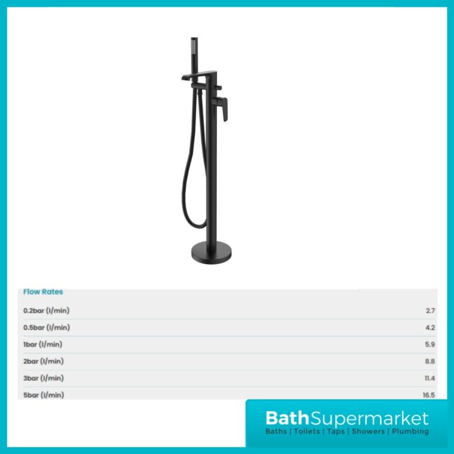 Sognare Montana Matte Black Tall Mono Freestanding Bath Shower Mixer Tap